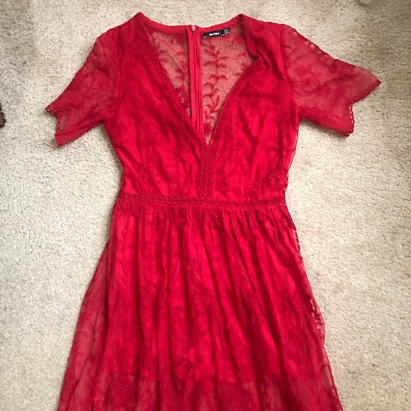 Bershka embroidered red summer dress size S - Picture 6 of 6